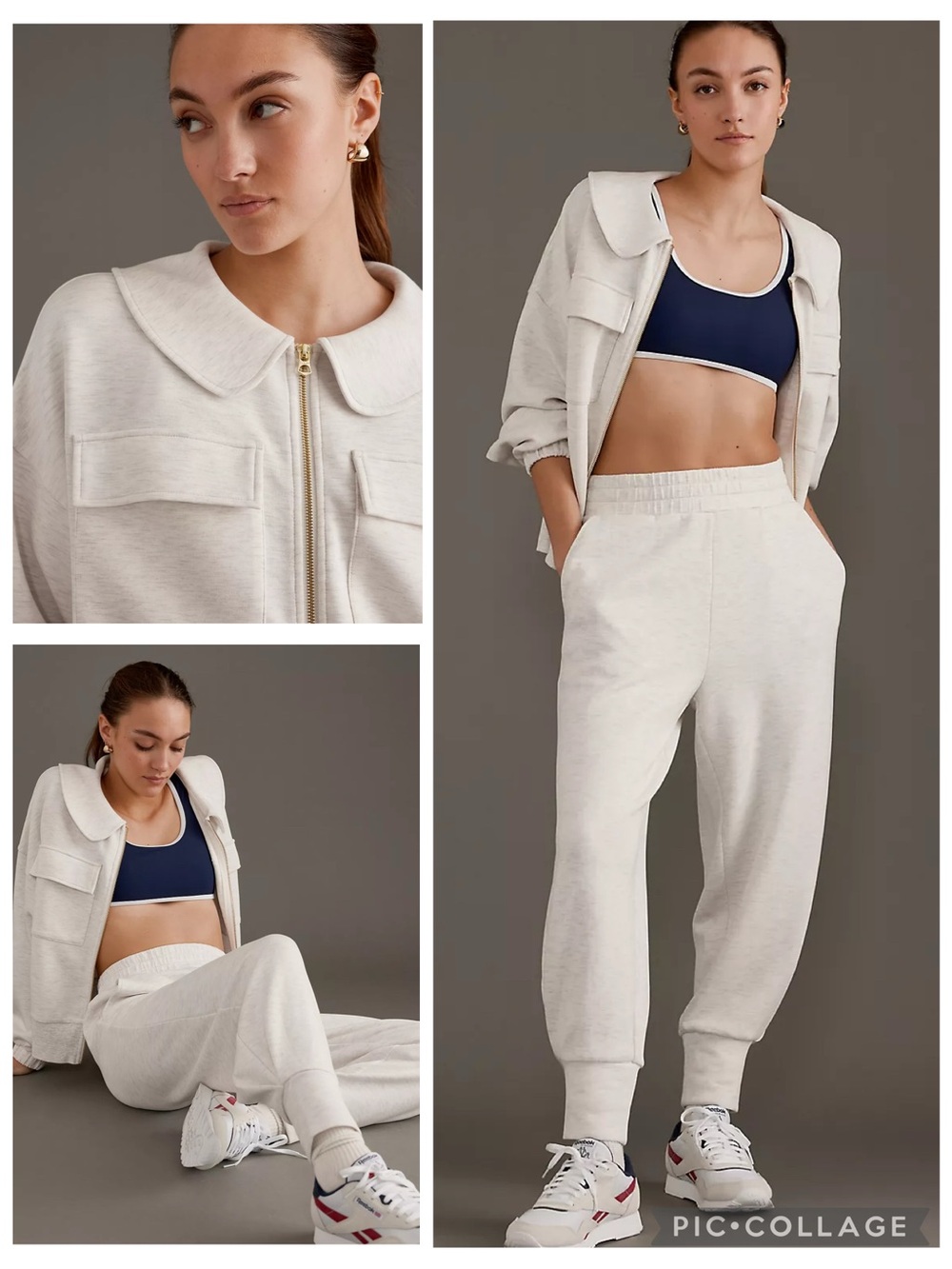 Varley Lisburn Zip-Through Sweatshirt Full Zip Jacket Ivory Marl Women’s size XS